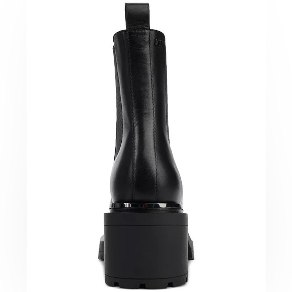 DKNY Patria Chelsea Black Chunky Lug Sole Leather Boots Sz 7 BNWB - Picture 3 of 7